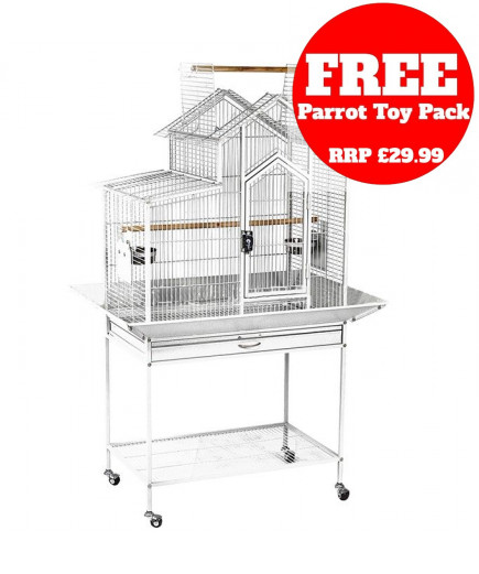 Parrot-Supplies Columbus Open Top House Style Parrot Cage White Parrot-Supplies Columbus Open Top House Style Parrot Cage White
